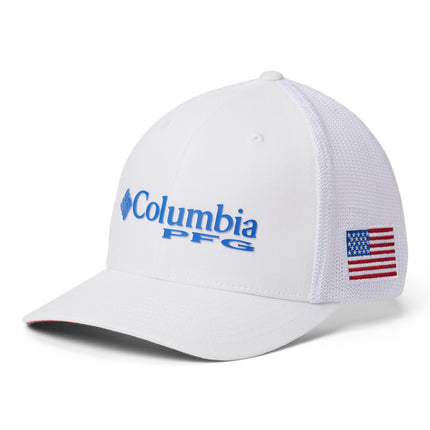 Columbia Unisex PFG Mesh Ball Cap, White, Vivid Bl