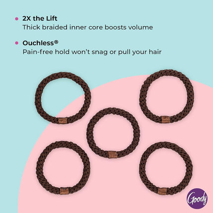Goody Volume-Boost Ouchless Thin Hair Elastics 5CT Brown