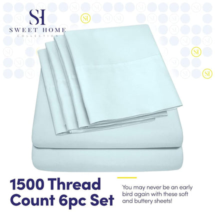 Cal King Size Bed Sheets - 6 Piece 1500 Supreme Collection Fine Brushed Microfiber Deep Pocket California King Sheet Set Bedding - 2 Extra Pillow Cases, Great Value, California King, Aqua