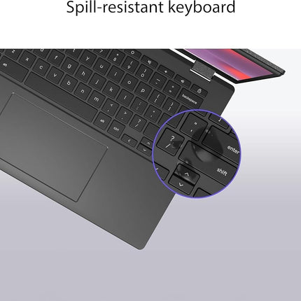 ASUS 14" Chromebook Portable Laptop - 14" FHD LED Display, 8-Core MediaTek Kompanio 520 Processor, 4 GB RAM, 64 GB eMMC, WiFi 6, Chrome OS, 15H Long Battery Life, Net Weight 1.45Kg