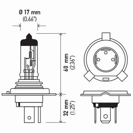HELLA H4 P45TSB Standard Halogen Bulb, 12V, 60/55W