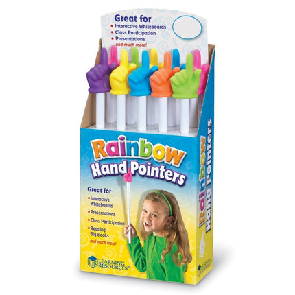Learning Resources Rainbow Hand Pointers (Set of 10), Whiteboards, Presentation, Classroom Accessories, Teacher Aids