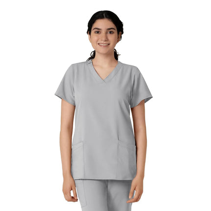 WonderWink W123 Women's 6255 Women's Basic V-Neck Top - Grey - X-Small