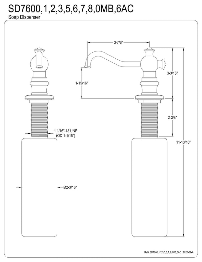 Kingston Brass SD7605 Vintage Soap Dispenser, Oil Rubbed Bronze