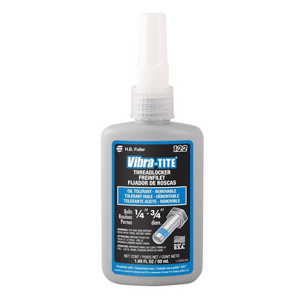Vibra-TITE - 12250 122 Oil Tolerant Removable Anaerobic Threadlocker, 50 ml Bottle, Blue