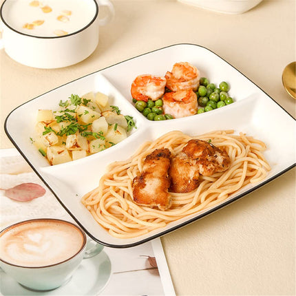 OnePine Porcelain Healthy Eating Plate, Diet Dinner Plate with 3 Compartment, Portion Control Plates for Adults Weight Loss