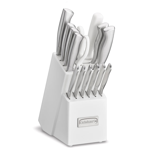Cuisinart C77SS-15PK Juego de 15 piezas con mango hueco de acero inoxidable, bloque y acabado blanco brillante