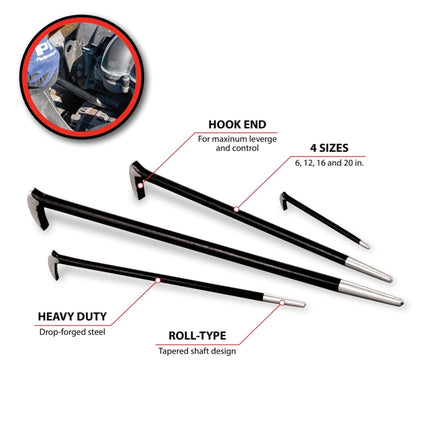 Performance Tool W2021 Roll Type Pry Bar Set, 4-Piece