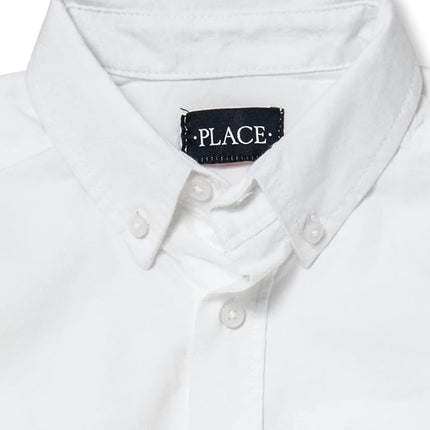 The Children's Place Boys' Long Sleeve Oxford Shirt, White, Large