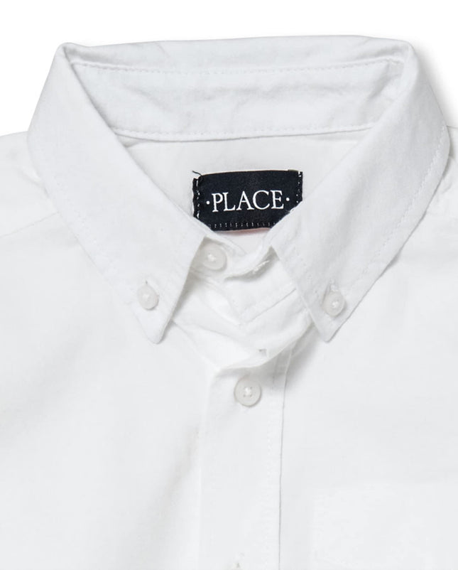 The Children's Place Boys' Long Sleeve Oxford Shirt, White, Large