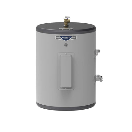 Calentador de agua de punto de uso GE | Calentador de agua eléctrico con termostato ajustable y válvula de drenaje | Fácil instalación para agua caliente instantánea | 18 galones | 120 voltios | Acero inoxidable