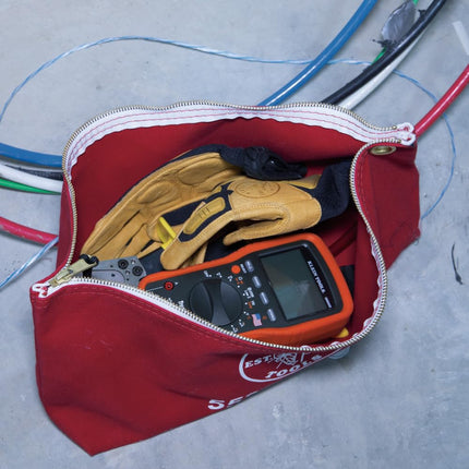 Canvas Zipper Pouch, 40.6 cm Tool Bag Storage Organizer, Red Klein Tools 5539LRED