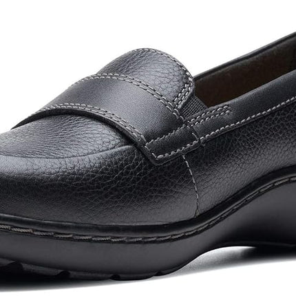 Clarks Women's Cora Daisy Loafer, Black Tumb, 8 XW