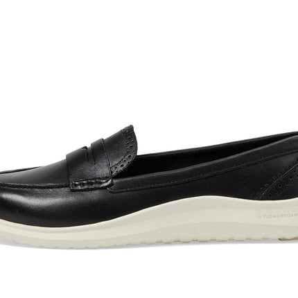 Cole Haan Women's Zerogrand Meritt Leather Loafer, Black/Ivory, 8 Wide