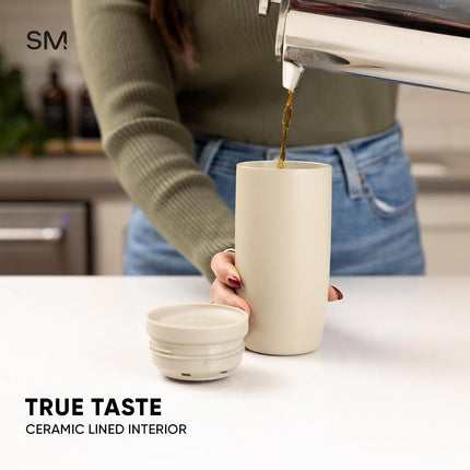 Simple Modern Travel Coffee Mug Tumbler with 360° Lid | Ceramic-Lined Insulated Stainless Steel Cold Brew Iced Coffee Cup Thermos | Gifts for Women Men Her Him | Voyager Signature | 12oz | Forest