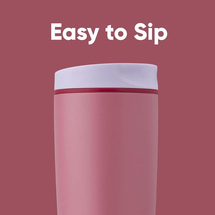 Owala SmoothSip Slider Insulated Stainless Steel Coffee Tumbler, Reusable Iced Coffee Cup, Hot Coffee Travel Mug, BPA Free 590ml, Purple/Pink (Crochet Queen)