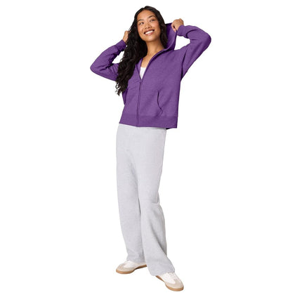 Hanes para mujer, sudadera con capucha completa EcoSmart de felpa, sudadera con capucha y cremallera, Violet Splendor Heather, XXL