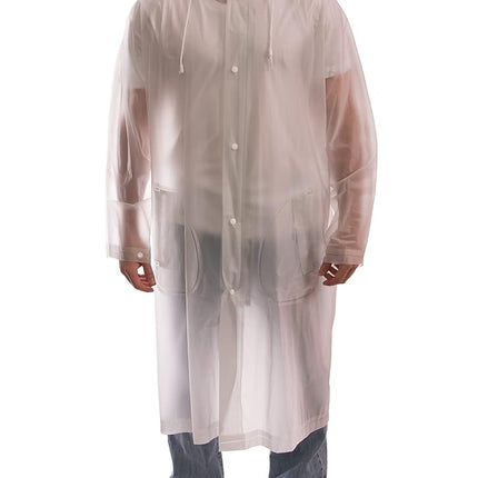 TINGLEY Rubber C61210 48-Inch Tuff-Enuff Rain Coat with Detachable Hood, Medium, Clear