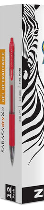 Zebra Pen Sarasa Dry X20 Retractable Gel Pen, Fine Point, 0.5mm, Red Ink, 12-Pack (46730)