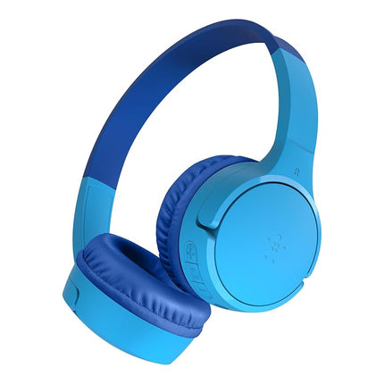 Belkin SoundForm Mini Kids Wireless Headphones with Built-In Microphone, 30H of Playback Time, & Fun Stickers - Over-Ear Headsets for Online Learning, School, Travel, iPhone, iPad, Galaxy - Blue