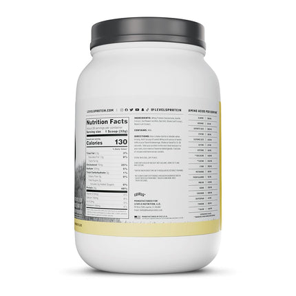 Levels 2LB Vanilla Bean 100% Grass Fed Whey Protein, Undenatured, No GMOs