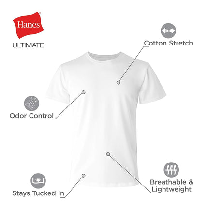 Hanes Men's Control Crew Neck Undershirt-Multiple Packs Available, White - 4 Pack, S
