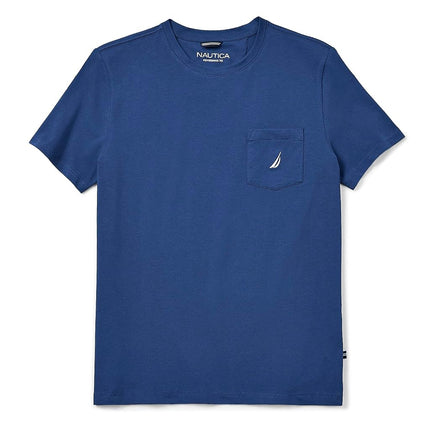 Nautica Men's Solid Crew Neck Short Sleeve Pocket T-Shirt, Estate Blue, XL