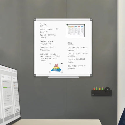 SWANCROWN White Board 60x60cm, Dry Erase Board with Silver Aluminum Frame