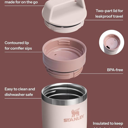 STANLEY Mug de voyage Café à emporter 20 oz Quartz Rose