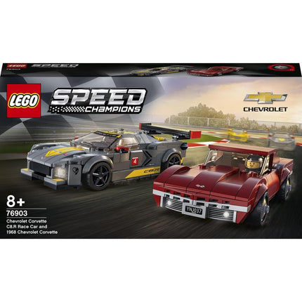 LEGO 76903 Speed Champions Chevrolet Corvette C8.R Race Car and 1969 CC Racing Model, Toy Cars Building Kit for Kids 8 plus Years Old, 2 Sports Models