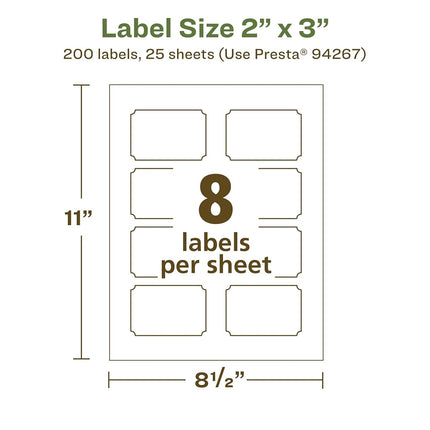 Avery EcoFriendly Matte White Recycled Rectangle Scalloped Labels, 2" x 3", Print-to-The-Edge, Matte White Labels, Permanent Adhesive, Laser/Inkjet Printable, 200 Total