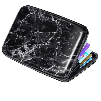 Coco Rossi Mini Credit Card Holder for Women or Men,RFID Blocking Slim Hard Card Case ID Case Travel Wallet, Black Rose, S