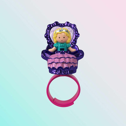 POLLY POCKET Colección de recuerdos de la princesa Juego de joyas del baile real, tema Castillo de unicornio, 2 muñecas, anillo y joyero, pendientes, pulsera, para mayores de 4 años