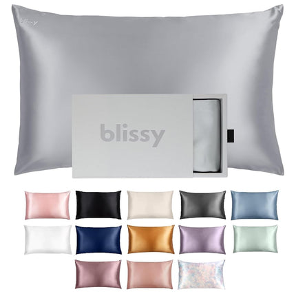 Funda de almohada de seda Blissy - 100% seda de morera pura - Fibras de alta calidad 6A de 22 Momme - Funda de almohada de satén para cabello y piel - Regular, Queen y King con cremallera oculta