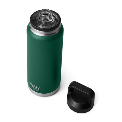 YETI Rambler 36 oz Bottle, Vacuum Insulated, Leakproof, Stainless Steel with Chug Cap, Black Forest Green