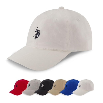 U.S. Polo Assn. Polo Pony Logo Baseball Hat, 100% Cotton, Adjustable Cap, White