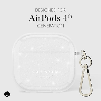 kate spade new york AirPods 4 Protective Case with Keychain Ring - That Sparkle Silver, Compatible with AirPods 4th Generation