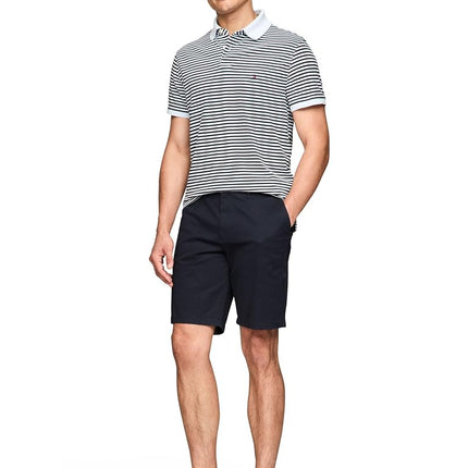 Tommy Hilfiger Men's Short Sleeve Polo Shirts in Slim Fit with Stretch and Organic Pique Cotton, Breezy Blue/Desert Sky, XS