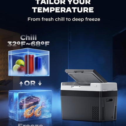 Marsail Car Fridge 12 V Electric Cooler 24QT Portable Car Fridge with Battery Supply Option 12/24 V DC and 110-240 V AC for Truck Motorhome