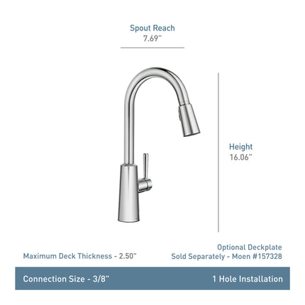 Moen 7402 Riley Pull-Down Spray High-Arc Kitchen Faucet with Reflex and Power Cl, Spot Resist Stainless