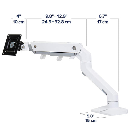 Ergotron – HX HD Premium Heavy Duty Gaming Monitor Arm, Single Monitor Desk Mount – for 1000R Curved Ultrawide Monitors Up to 49″, 12.7-19.1kg, VESA 75x75mm or 100x100mm – White (45-647-216)