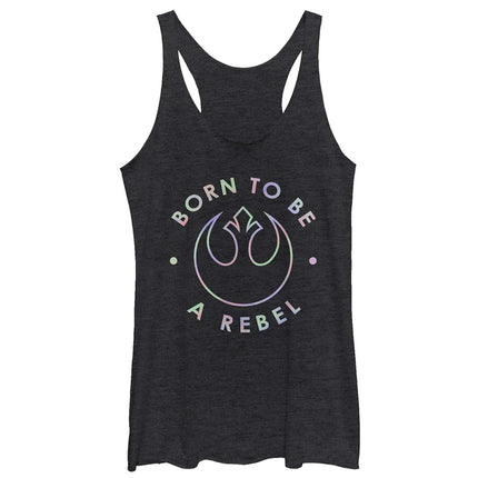 Débardeur dos nageur Fifth Sun Star Wars Rainbow Born to Be a Rebel pour femme, noir chiné, grande taille