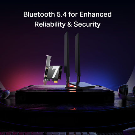 Tarjeta WiFi PCIe TP-Link WiFi 7 BE9300 para PC de Escritorio (Archer TBE550E), Adaptador Inalámbrico Tribanda, Bluetooth 5.4, LED de Estado Multicolor, Compatible con Placas Base AMD/Intel, No Compatible con Windows 10