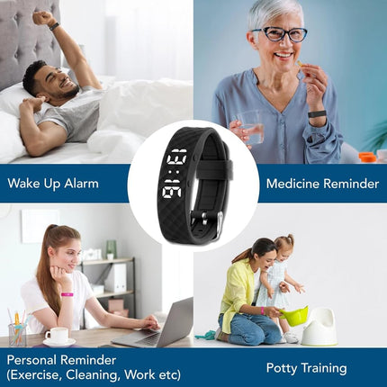 TabTime Vibrating Alarm Reminder Watch - with up to 10 Personal Alarms or Pill Reminders per Day, Pink, Small, Modern