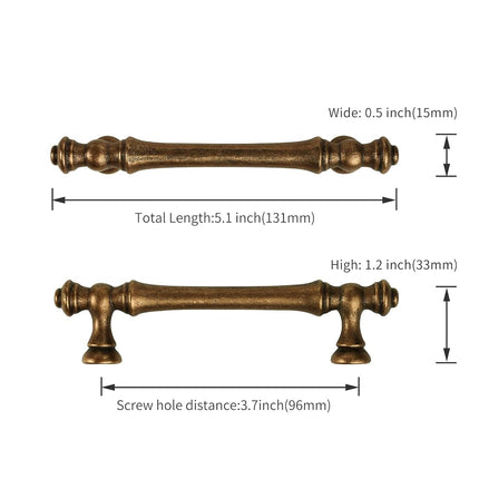 Asidrama 10 Pack 3.75 Inch(96mm) Antique Brass Kitchen Cabinet Handles, Vintage Retro Cabinet Pulls Kitchen Cabinet Hardware for Cupboard Drawer Pulls