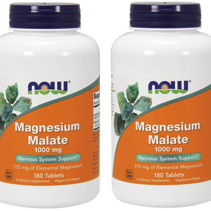 NOW Magnesium Malate 1000mg, 180 Tablets (Pack of 