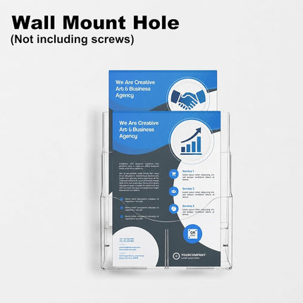 2 Pack Acrylic Brochure Holder 8.5 x 11 in, 2 Tier Brochure Display Stand with Removable Divider for 4 x 9 in Trifold Pamphlets, acrylic flyer holder 8.5 x 11 Stands for Flyer, Pamphlet, Magazine