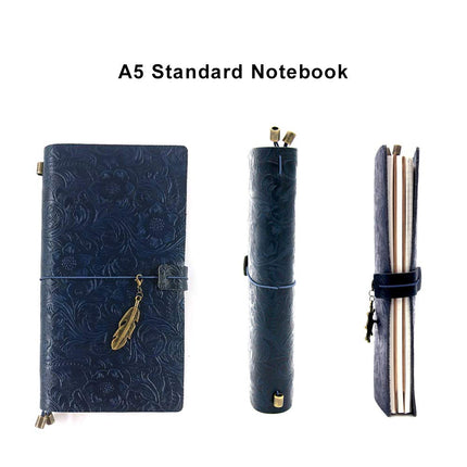 Refillable Leather Journal, Handmade Notebook with Bookmark for Men & Women, Vintage Notebook perfect for writing, gifts, travelers (Blue, Standard)