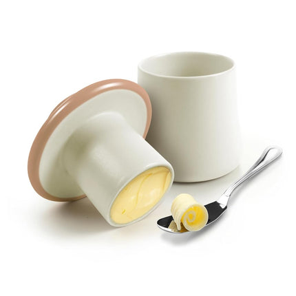 Genuine Fred Butter Storage, Mushroom Shaped, Ceramic, Pink and White