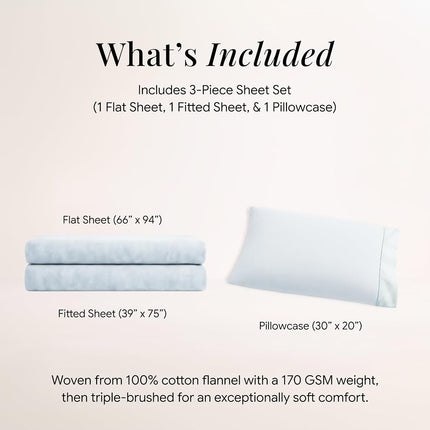 Tribeca Living FLSOEDTWSB Flannel Sheets, Twin, Sky Blue